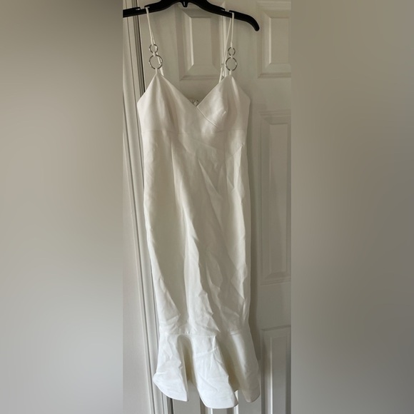 NWT Likely White Hirsch MIDI Mermaid Dress V-Neck Adjustable O-Ring Straps 2 - Picture 4 of 10